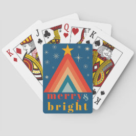 Minimalistisk röd & blå retro groovy jul casinokort