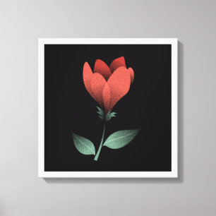 Minimalistisk röd blomma, svart bakgrundsgrafik Sk Canvastryck