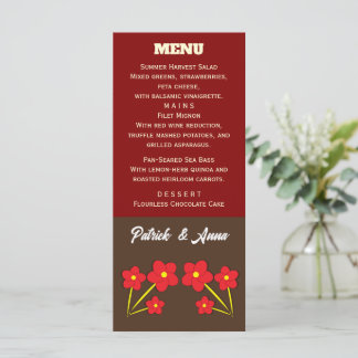 Minimalistisk Röd Blommor Trio Design Meny