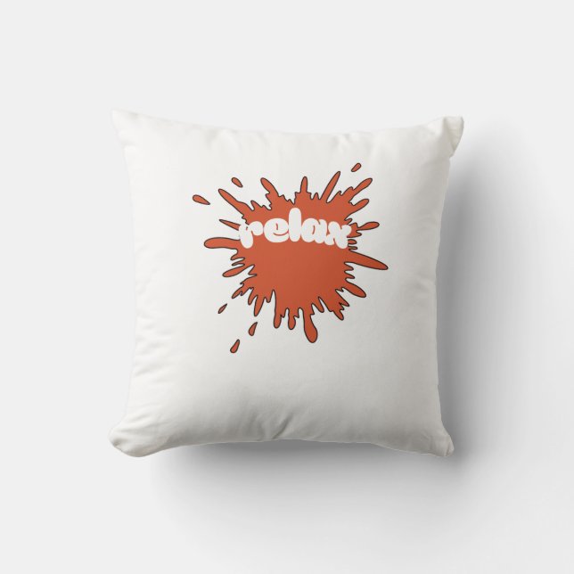 Minimalistisk röd Brushstroke "Slappna av" Fyrkant Kudde (Framsida)