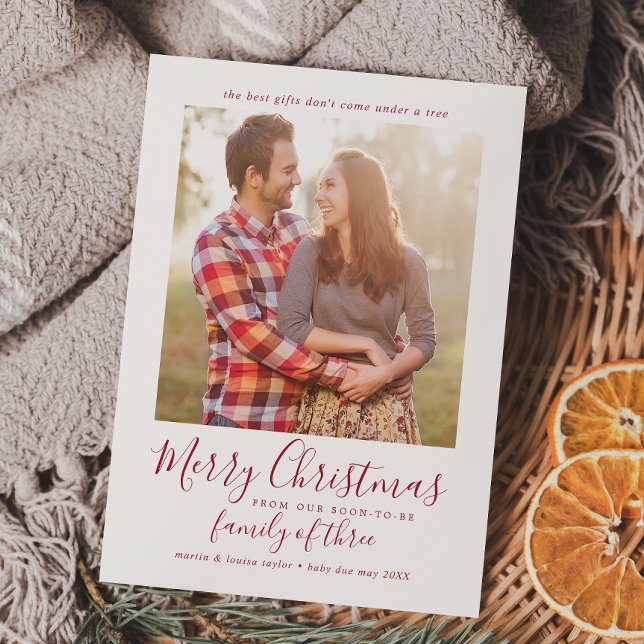 Minimalistisk röd familj med tre Graviders foto Julkort (Skapare uppladdad)