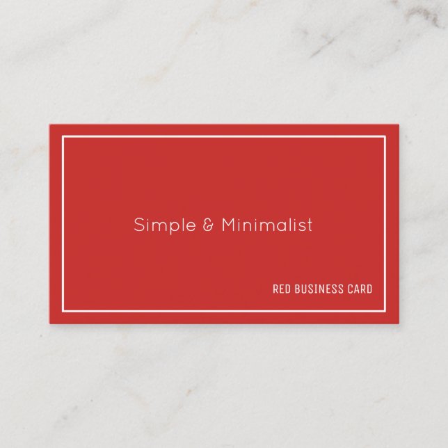 Minimalistisk röd färg visitkort (Framsida)
