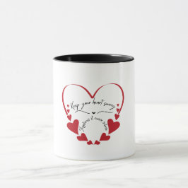 Minimalistisk röd hjärta, bilingual design mugg