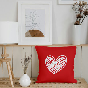 Minimalistisk röd hjärta kastkudde kudde