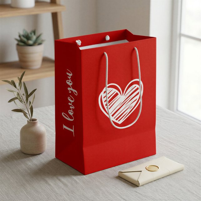 Minimalistisk röd hjärtpresentpåse (Skapare uppladdad)