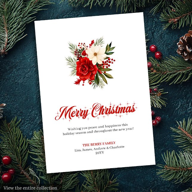 Minimalistisk röd julstjärna snygg julkort (Minimalist Red Poinsettia Stylish Greeting Card

)