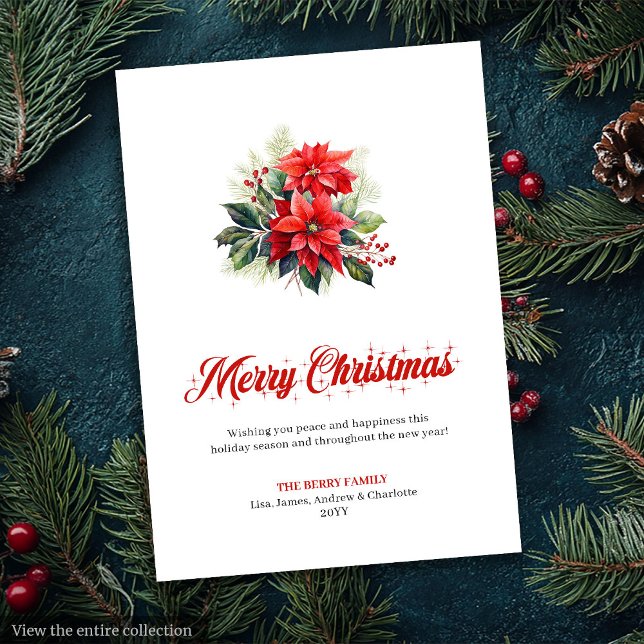 Minimalistisk röd julstjärna snygg julkort (Minimalist Red Poinsettia Stylish Greeting Card

)