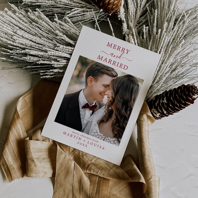 Minimalistisk röd merry och gift nylyft foto julkort (Skapare uppladdad)