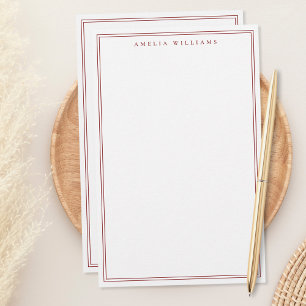 Minimalistisk röd monogram två ramar brevpapper