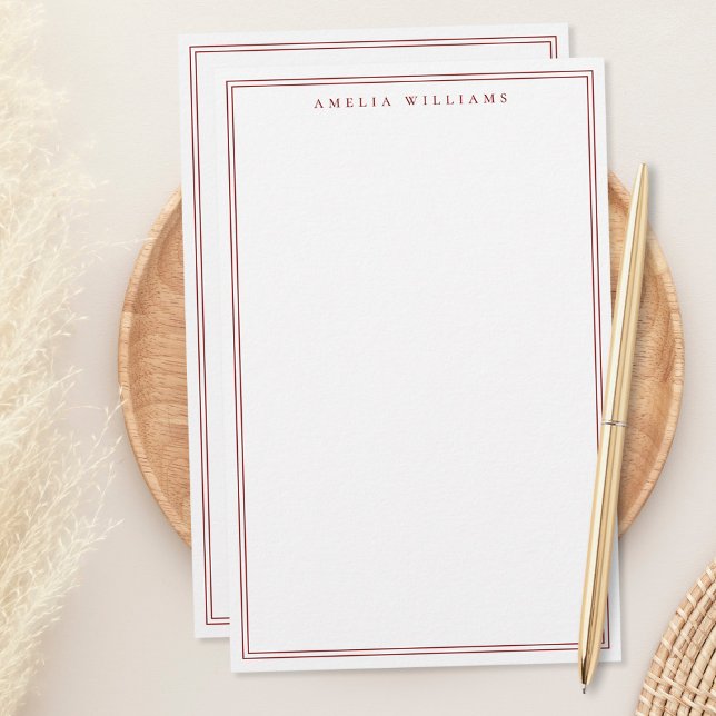 Minimalistisk röd monogram två ramar brevpapper (Skapare uppladdad)