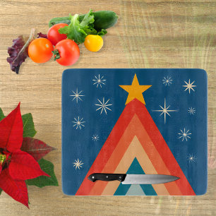 Minimalistisk röd och blå retro groovy julgran