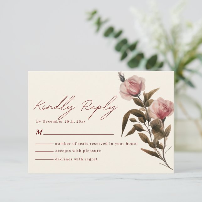 Minimalistisk röd och  rosa Bröllop OSA Kort (Stående Fram)