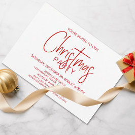 Minimalistisk röd och vit jul Party Inbjudningar