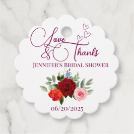 Minimalistisk röd ros kärlek och tack bröllop  gåvor etiketter