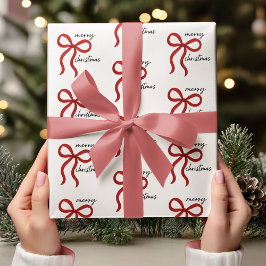 Minimalistisk röd rosett God Jul Presentpapper