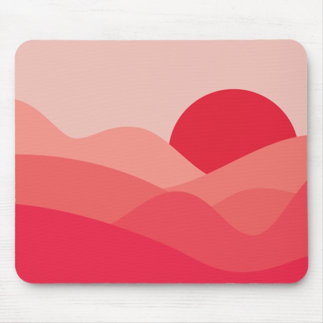 Minimalistisk röd Sol Ro Red Musmatta (Framsidan)