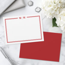 Minimalistisk röd tvåkantig monogram
