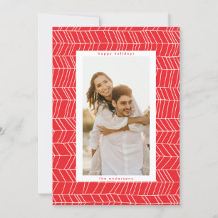 Minimalistisk röd vit jul Candy cane Gräns Julkort