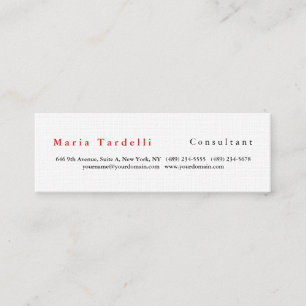 Minimalistisk röd vit modern enkel Elegant Mini Visitkort
