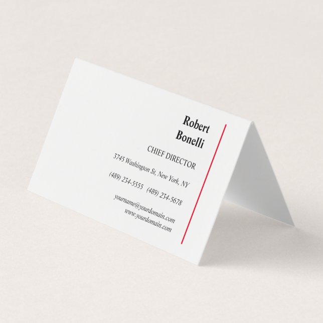 Minimalistisk röd, vit modern visitkort (Framsida)