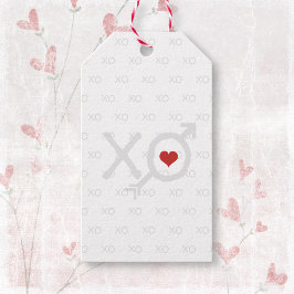 Minimalistisk röd vit XO XO Heart Valentine Day Presentetikett