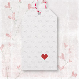 Minimalistisk röd vit XO XO Heart Valentine Day Presentetikett