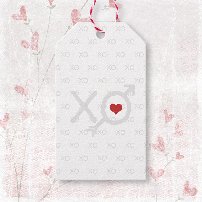 Minimalistisk röd vit XO XO Heart Valentine Day Presentetikett (Minimalist Red White XO XO Heart Valentine's Day Gift Tags ©Susanne Sachers - Sunny Mind Design 🌞 )