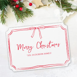 Minimalistisk rödvit blyad God jul Kort