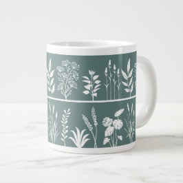 Minimalistisk rökblå botanisk växtsilhuett jumbo mugg