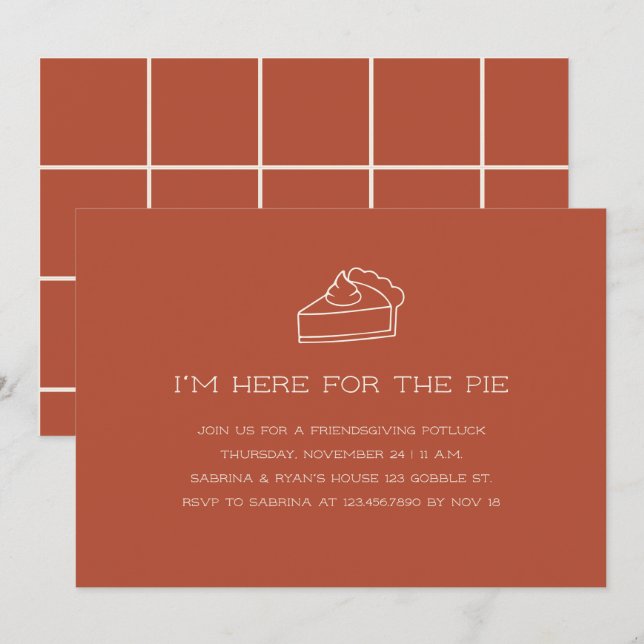 Minimalistisk Rolig Friendsgiving Terrakotta Inbjudningar (Fram/baksida)