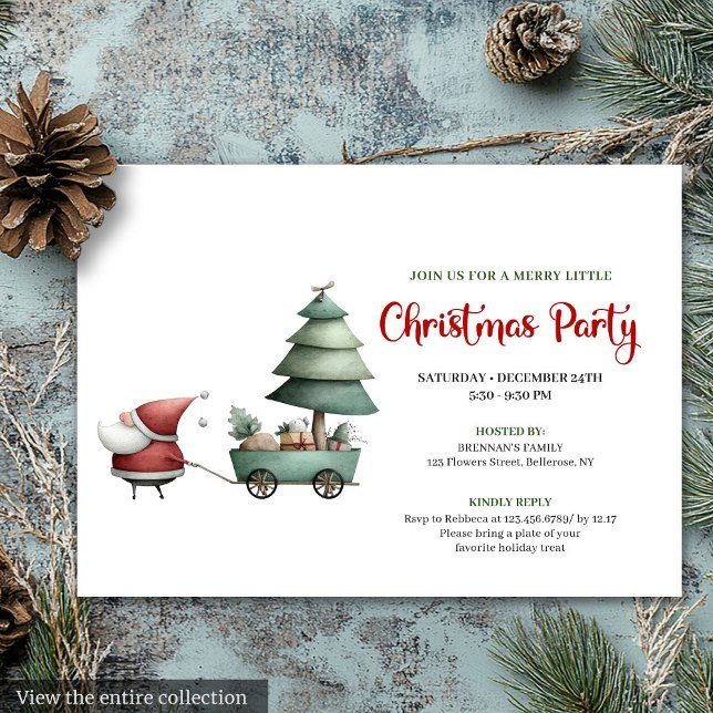 Minimalistisk rolig jul tomte festlig festinladan inbjudningar (Minimalist Funny Santa Claus Festive Party Invite)