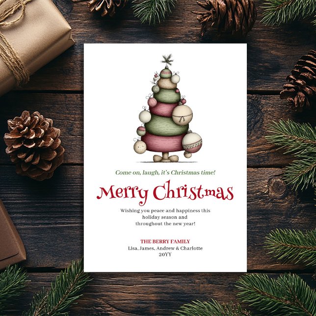 Minimalistisk rolig julgran gratulationskort julkort (Minimalist funny Christmas tree greeting card

)