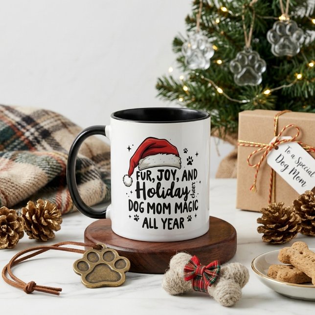 Minimalistisk rolig julhatt & typografi för hundma mugg (Skapare uppladdad)