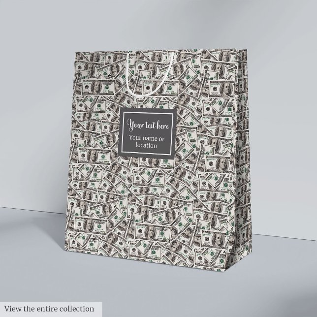 Minimalistisk rolig present för pengarälskare med  (Minimalist funny gift for money lovers custom name Medium Gift Bag)