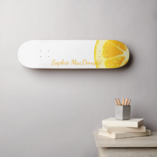 MINIMALISTISK ROLIGT AV ELEGANT GULT LEMON FRUKT W MINI SKATEBOARD BRÄDA 18,5 CM