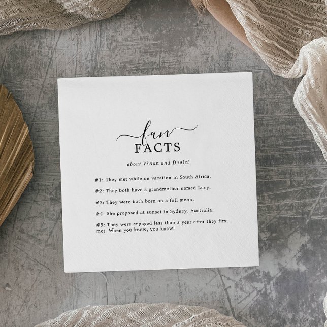 Minimalistisk Roligt Facts Bröllop Napkins Pappersservett (Skapare uppladdad)
