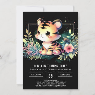Minimalistisk Roligt Tiger Birthday Inbjudningar