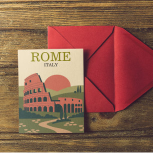 Minimalistisk Rom Italien Colosseum Illustration Vykort