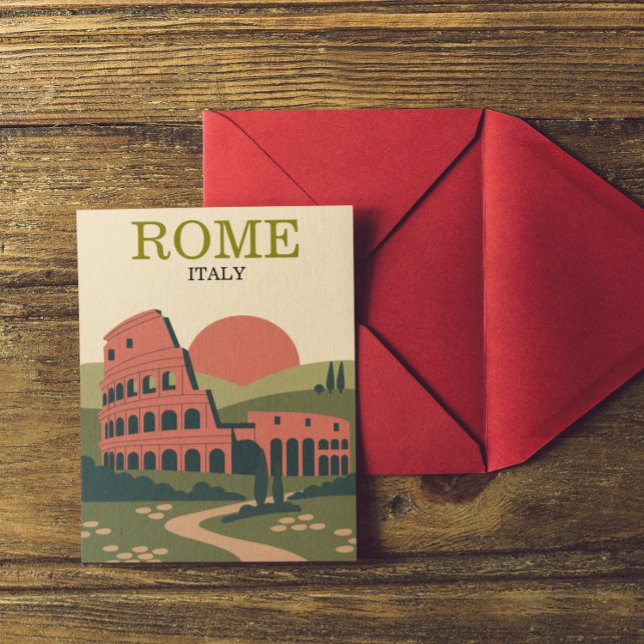 Minimalistisk Rom Italien Colosseum Illustration Vykort (Minimalist Rome Italy Colosseum Illustration Postcard)