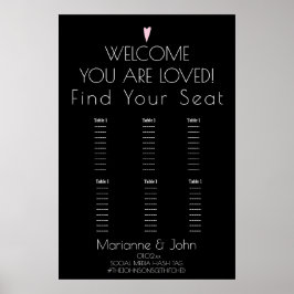 Minimalistisk Romantisk Hjärtbröllops Placeringspl Poster