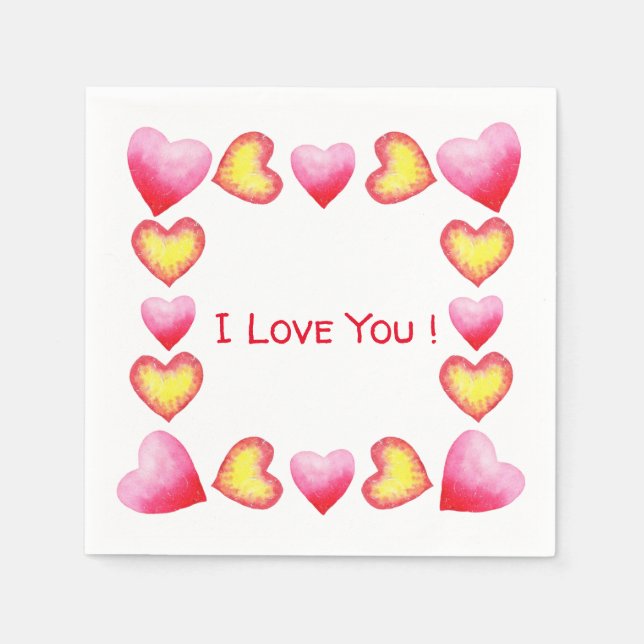 Minimalistisk romantisk i Kärlek You Valentine Day Pappersservett (Framsidan)