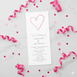 Minimalistisk romsk Rosa Heart bröllop Ceremony Program