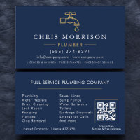 Minimalistisk rörmokare Navy Blue Guld QR-kod