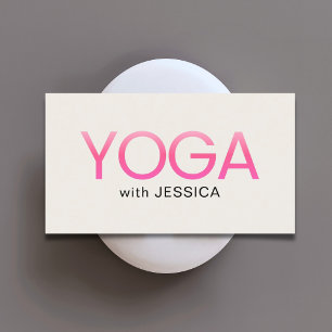 Minimalistisk ros gammal vit fet yogainstruktör visitkort
