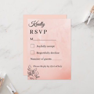 Minimalistisk rosa akvarell botanisk bröllops-RSVP