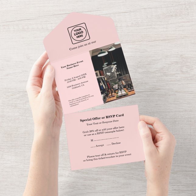 Minimalistisk  Rosa | Anpassningsbar Business Even (Avrivbar del)