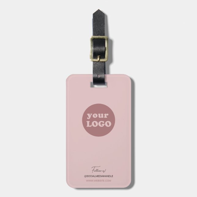 Minimalistisk  Rosa Anpassningsbar Business Logoty Bagagebricka (Vertikal Framsida)
