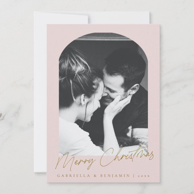 Minimalistisk Rosa Arch 2 Photo jul Brev Julkort (Framsida)