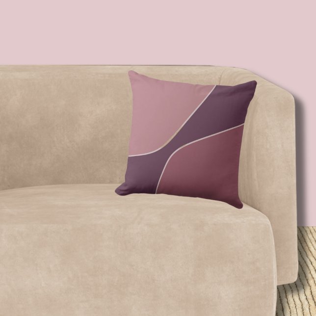 Minimalistisk Rosa av Abstrakt Kvartalsformer Kudde (Organic Shaped Pattern Dark Pink Pillow)