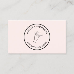 Minimalistisk Rosa av handtag och streck runt Logo Visitkort